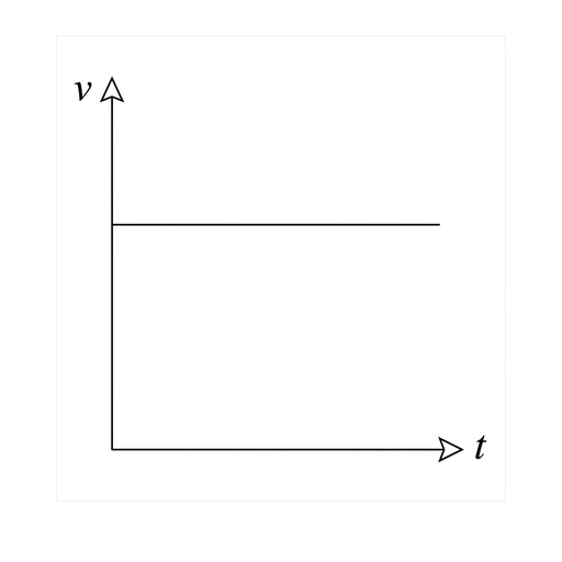 A speed-time graph with axes labelled $v$ and $t$. A horizontal line is drawn above the time axis from the vertical axis to the right, showing constant non-zero speed from the start.