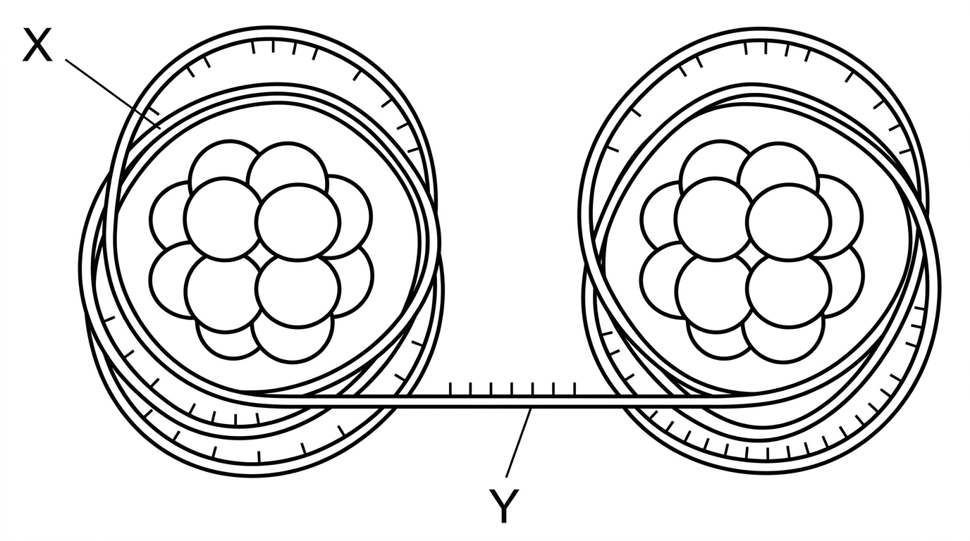 Molecular visualization-style nucleosome figure with DNA wrapped around a central histone octamer; label X points to the wrapped DNA, label Y points to linker DNA between adjacent nucleosome units, and the protein core is visually distinct.
