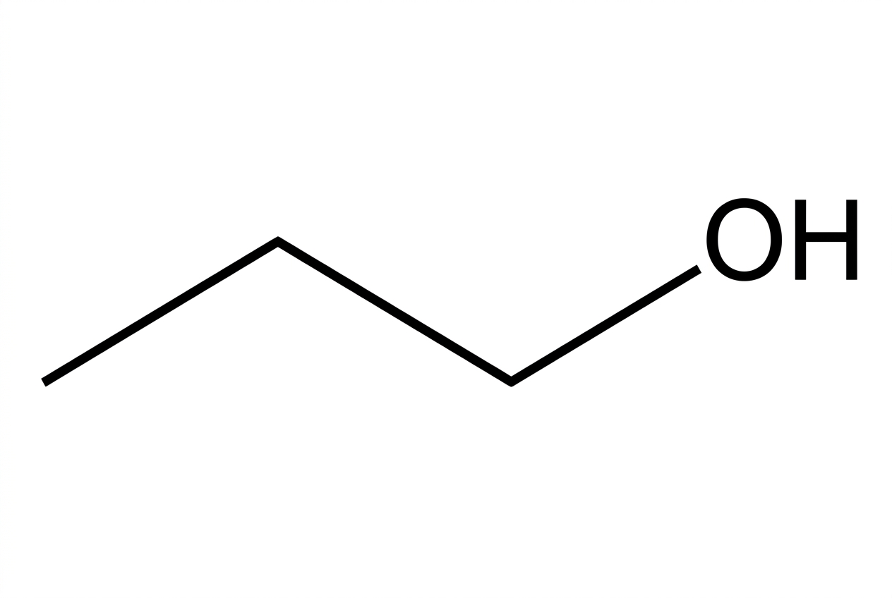 A line-angle structure of a straight four-carbon chain with an OH group attached to one terminal carbon; carbon-bound hydrogens are not shown.