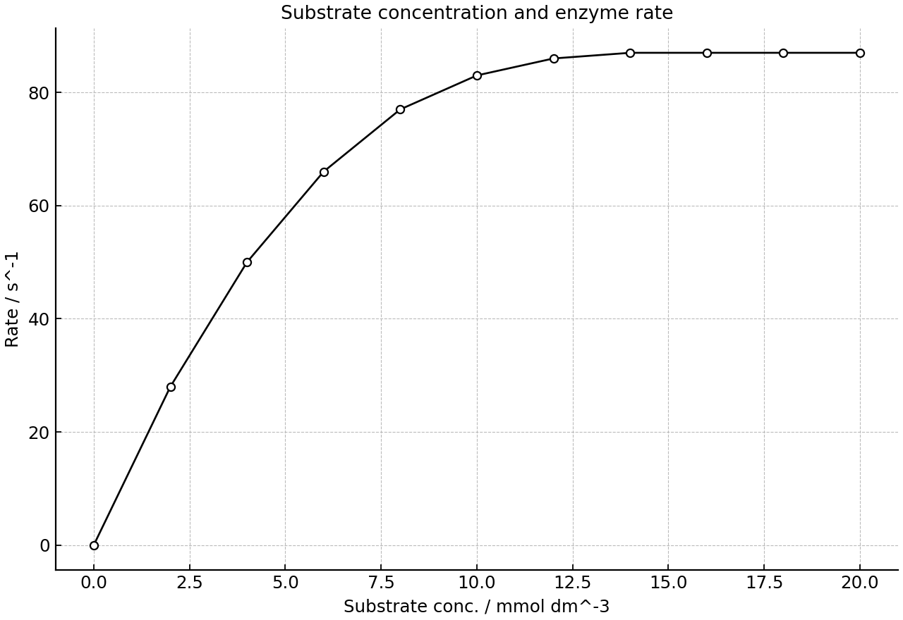 Effect of substrate concentration on enzyme reaction rate.