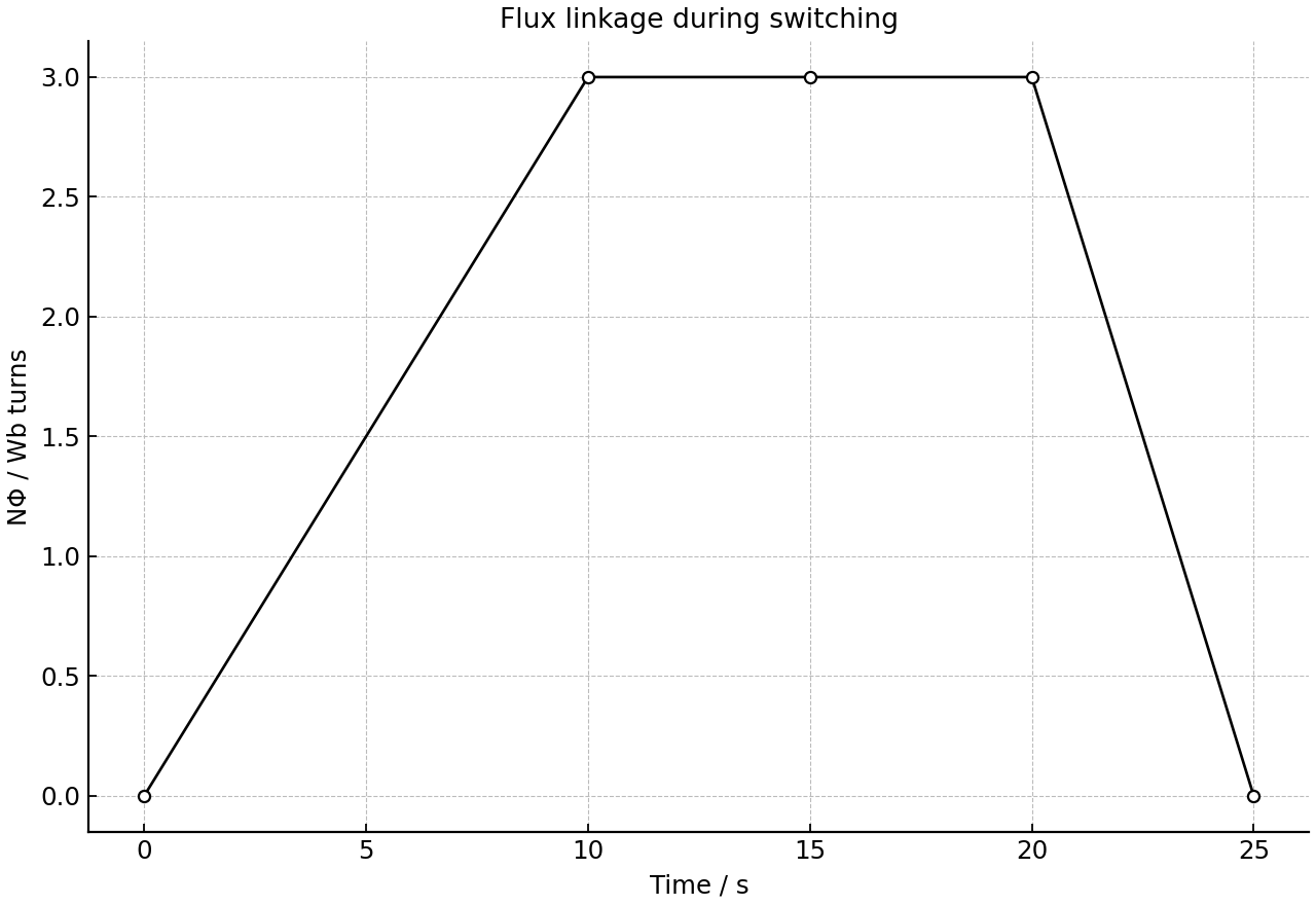 Magnetic flux linkage vs time during switching.